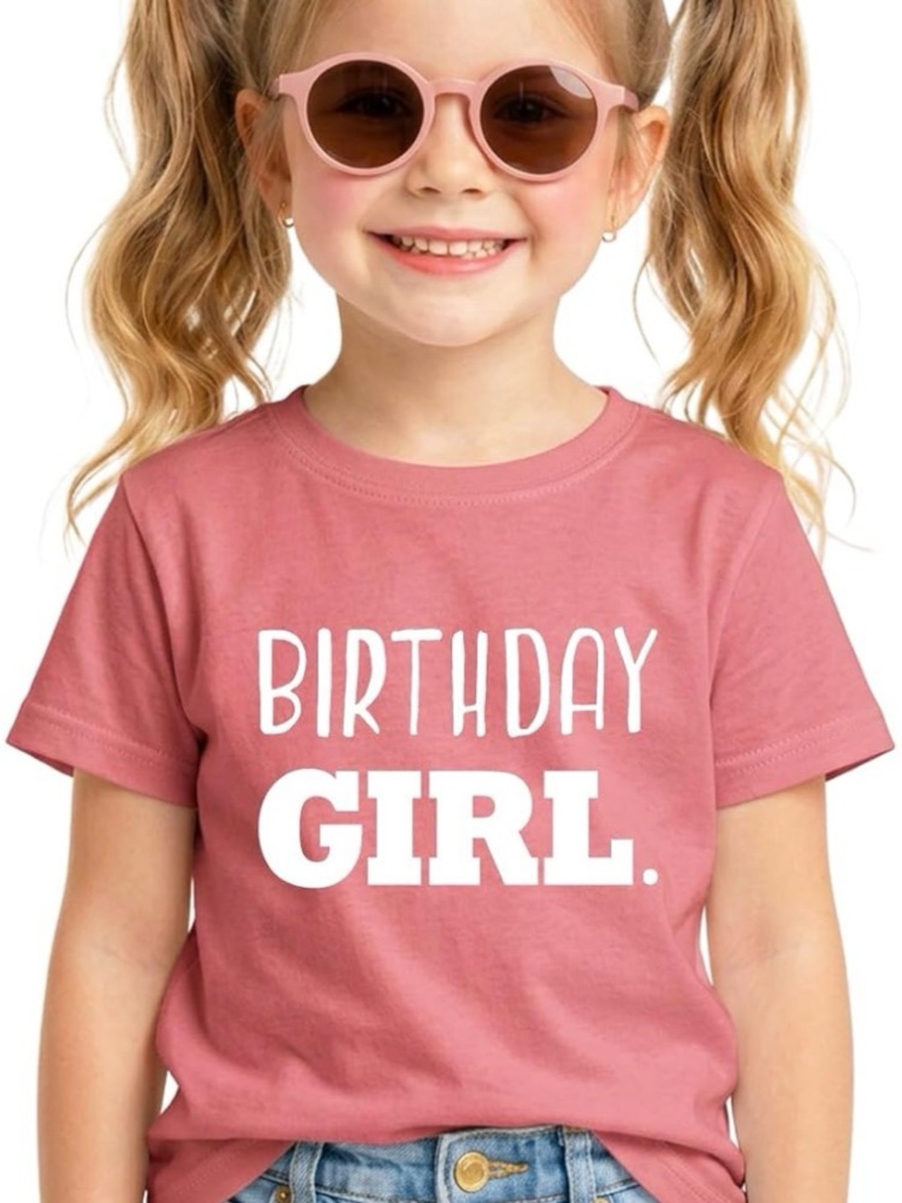 ALO Yoga Rose Pink "BIRTHDAY GIRL." Short Sleeve Tee